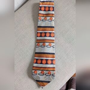 Basketball Themed Tie - Orange and Gray
